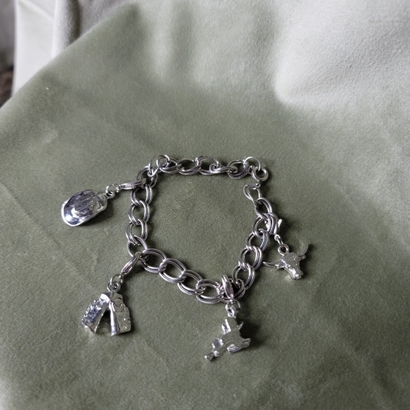Vintage Silver Western Yallternative Coastal Cowgirl Charm Bracelet - Picture 2 of 7